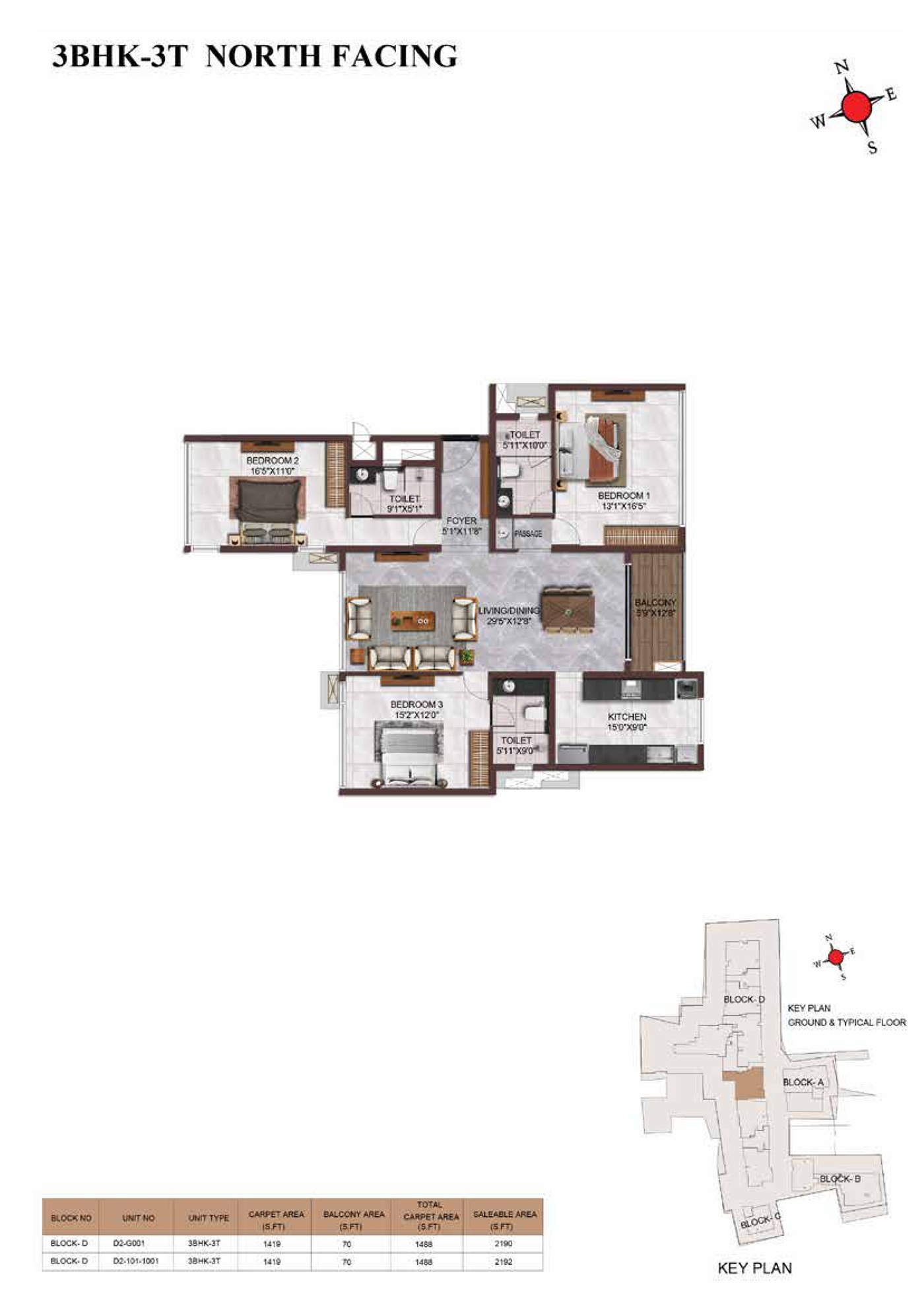 Casagrand Vienna 3 BHK Floor Plan