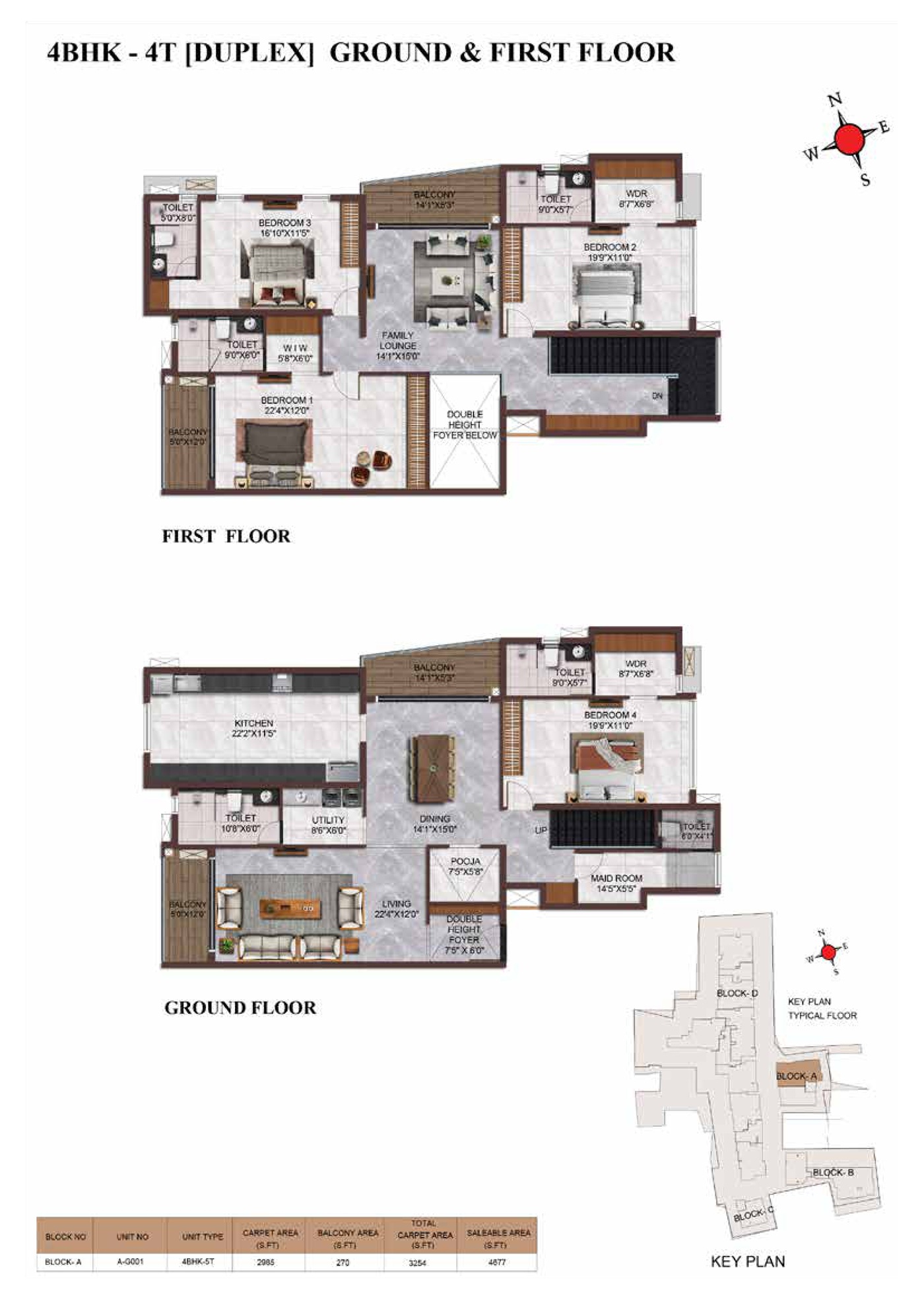 Casagrand Vienna 4 BHK Duplex Floor Plan